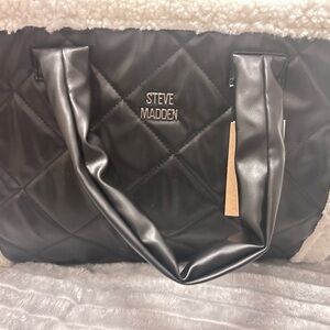 Steve Madden Black Quilted Tote